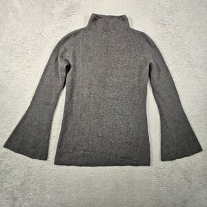 Robert Rodriguez V Back Sweater Womens M Gray Wool Cashmere Bell Sleeve Designer
